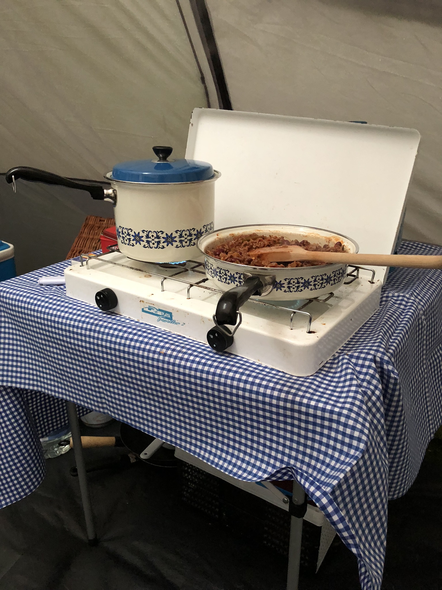 Cooking on a camping trip